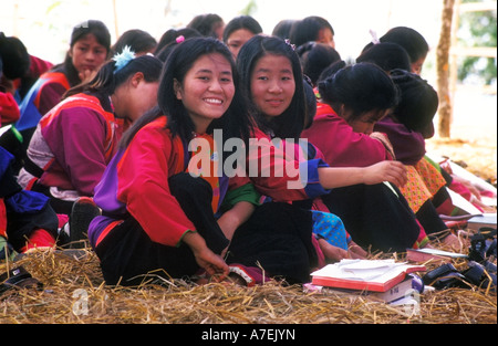 Traditionally dressed Lisu women at a seminar in northern Thailand