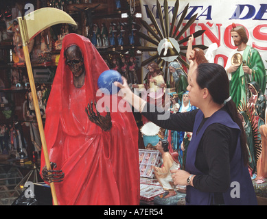 Mexico. Images of the Saint of Death in the Sonora Market, in Mexico City. Stock Photo