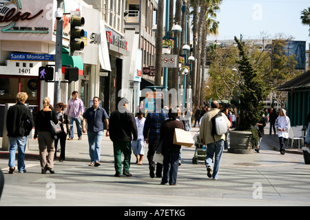 People shopping on the third street promenade, Santa Monica, CA Stock Photo