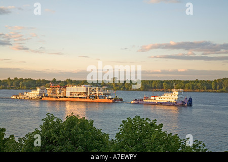 Transport ship on the Volga, Yaroslavl, Russia Stock Photo