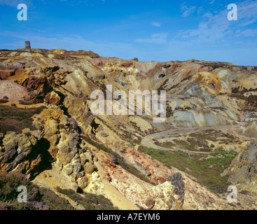 Disused open cast copper mine; "Parys Mountain", Anglesey, North Wales, UK. Stock Photo