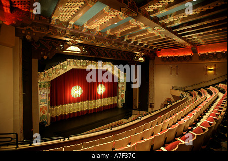 Stage and seats in restored KiMo Theater circa 1927 Pueblo Deco Picture Palace Albuquerque New Mexico Stock Photo