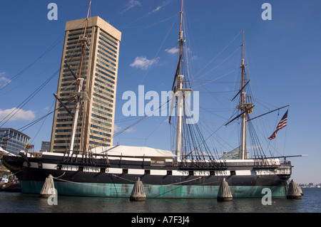 Stock photo of the historic USS Constellation warship the last remaining Civil War vessel in Baltimore Stock Photo