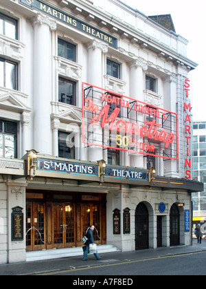 Agatha Christies The Mousetrap at St Martins ; illuminated red neon ...