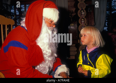 children, visiting, Santa Claus, Santa Claus Village and Santapark, Santa Claus Village, Christmas, Santapark, Rovaniemi, Arctic Circle, Finland Stock Photo