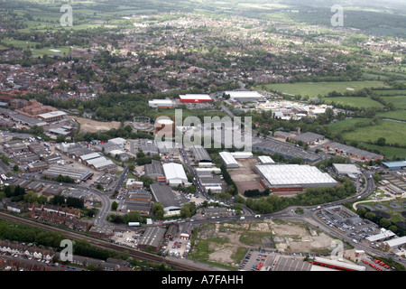 High level oblique aerial view north east of water works and railway Royal Mail Depot Tonbridge Kent TN9 England UK Stock Photo