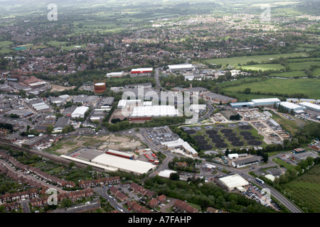 High level oblique aerial view north east of water works and railway Royal Mail Depot Tonbridge Kent TN9 England UK Stock Photo