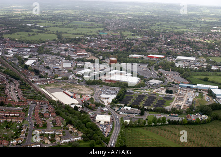 High level oblique aerial view north east of water works and railway Royal Mail Depot Tonbridge Kent TN9 England UK Stock Photo