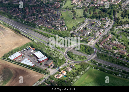 High level oblique aerial view north east of A10 in Ware Hertfordshire England UK Stock Photo