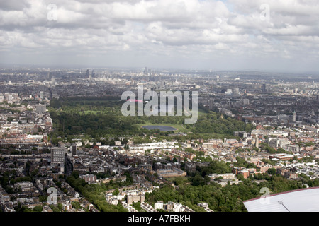High level oblique aerial view south east of Hyde Park London W11 W8 W2 England UK Stock Photo