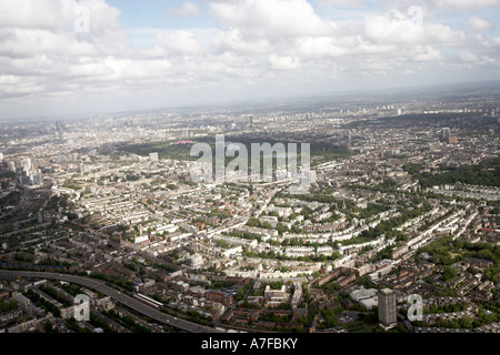High level oblique aerial view south east of Notting Hill Hyde Park Kensington Gardens Stock Photo