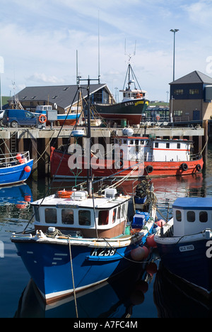 dh Harbour STROMNESS ORKNEY Fishing boats berth at quayside fishingboats port quay Stock Photo