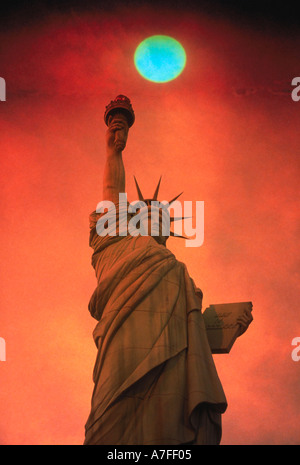 Replica of the Statue of Liberty that stands outside the New York New York Hotel Casino in Las Vegas Nevada Stock Photo