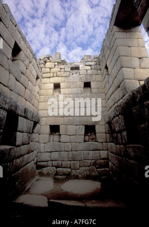 Peru, Machu Picchu, Niches in Inca stone walls showing craftsmanship ...