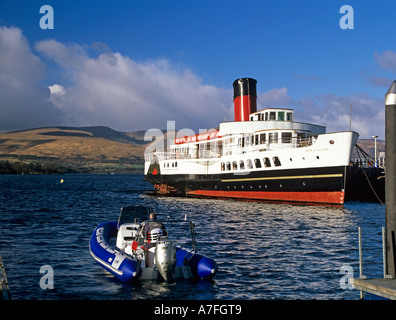 BALLOCH WEST DUMBARTONSHIRE SCOTLAND UK February Maid of the Loch Paddle Steamer moored on Loch Lomond Stock Photo