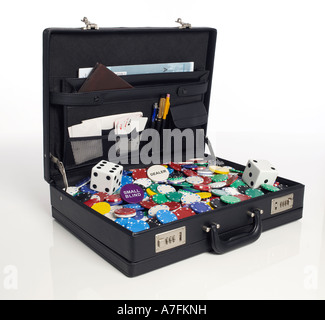 Black Leather Attaché case Stock Photo
