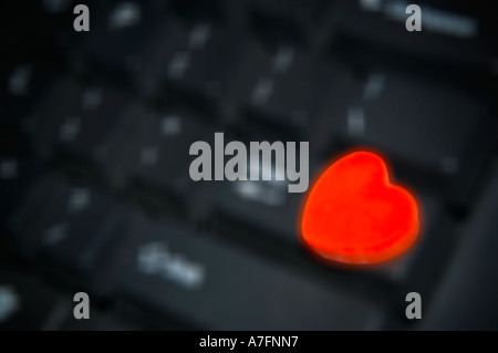Keyboard with heart on return key Stock Photo