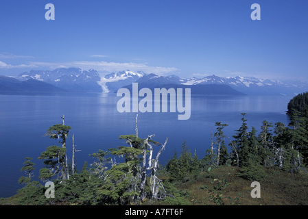 NA, USA, Alaska, Prince William Sound, Chugach Mountains. Looking across College Fjord to Barry Arm and Cascade Glacier. Stock Photo
