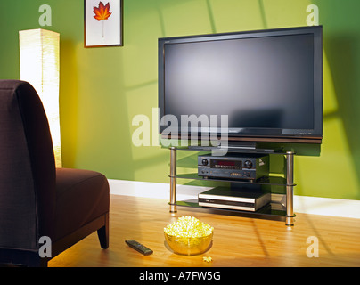 Plasma TV in living room Television horizontal Stock Photo