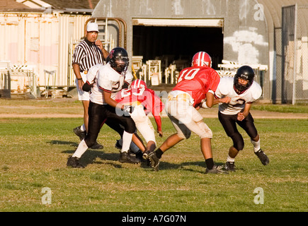 Junior varsity high school American football game. Stock Photo