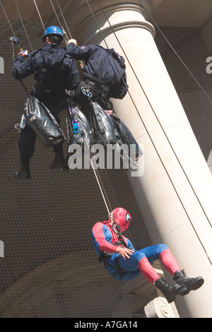 Regent Street International Festival with funfair,  police and spiderman demo Stock Photo