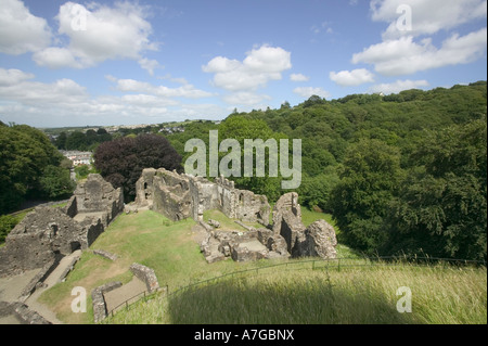 The ruins of Okehampton Castle Okehampton Devon Great Britain Stock Photo