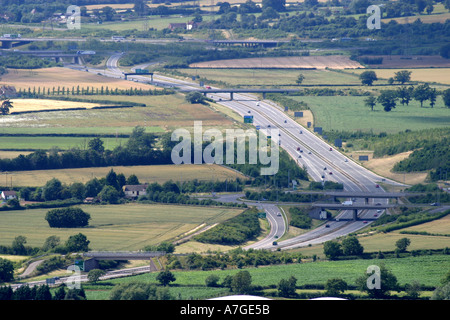 View from top of Birdlip Hill in Gloucestershire Stock Photo