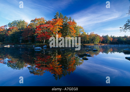 Autumn Mersey River nr Kejimkujik National Park Nova Scotia Canada Stock Photo