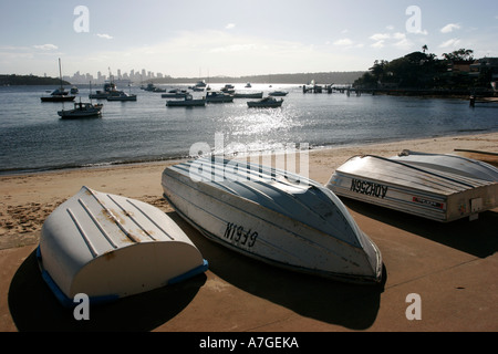 Rowing boats on the beach at  Watsons bay, Sydney New South Wales Australia. Stock Photo