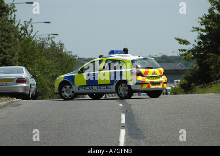 Closed motorway due to an accident with bored motorist caught up in a long tailback Congestion Stock Photo