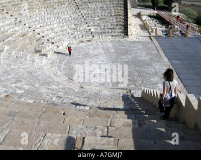 Tourist in Ancient Ampitheatre in Kourion in Cyprus Stock Photo