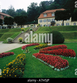 Kurpark mit Schlosshotel Fuerstenhof im Staatsbad Bad Brueckenau ...