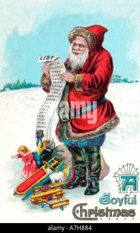 Vintage Santa Christmas Card Illustration Stock Photo