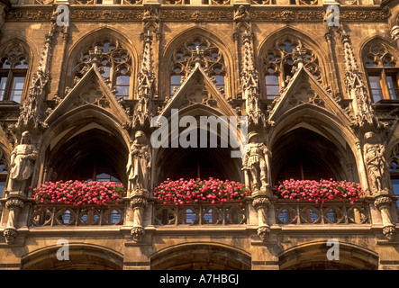 New Town Hall, Neues Rathaus, Gothic Revival architecture, Marienplatz, capital city, city of Munich, Munich, Upper Bavaria State, Germany, Europe Stock Photo