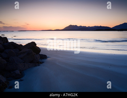 Tarskavaig Bay at sunset looking across Loch Eishort to the Black Cuillin Ridge Sleat Skye Scotland Stock Photo