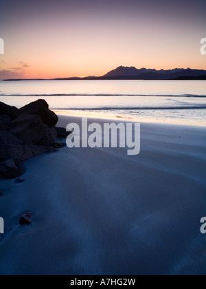 Tarskavaig Bay at sunset looking across Loch Eishort to the Black Cuillin Ridge Sleat Skye Scotland Stock Photo