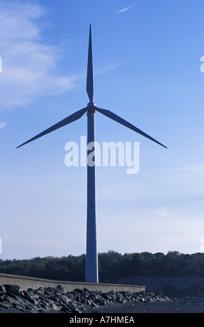 North America, US, MA, Hull, Wind Turbine in Hull, Massachusetts. Stock Photo