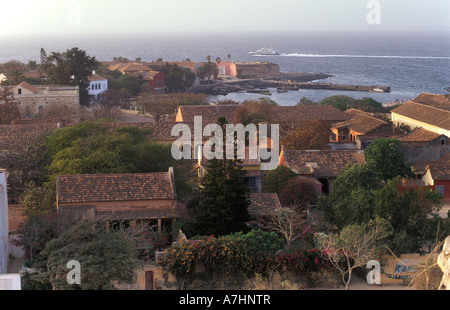 View over Goree island from Le Castel a rocky outcrop on the island Goree Island Senegal Stock Photo