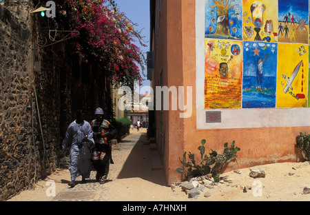 wall painting Goree Island Senegal Stock Photo