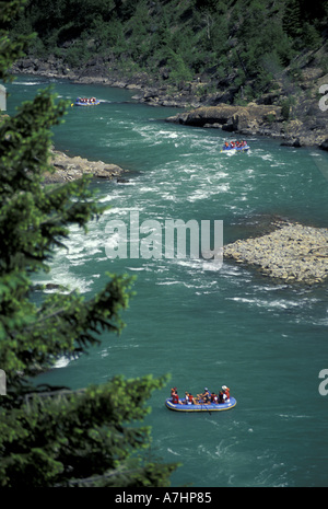 NA, USA, Montana, Glacier National Park. Rafters along the Middle Fork of the Flathead River Stock Photo