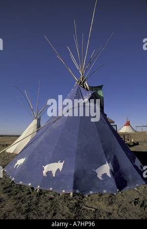 NA, USA, Montana, Hardin Native American teepees Stock Photo