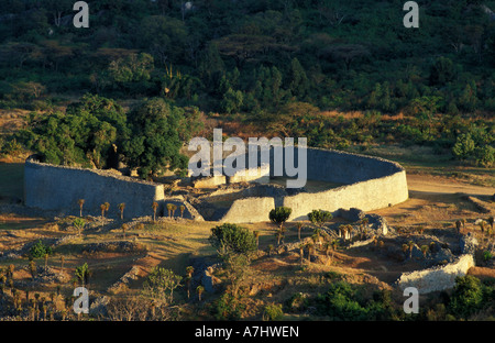 Great Zimbabwe ruins aerial view of the Great enclosure from the 11th century Masvingo Zimbabwe Stock Photo