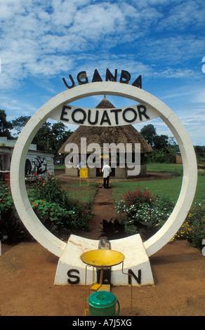 Equator sign on the Kampala Masaka road Uganda Stock Photo