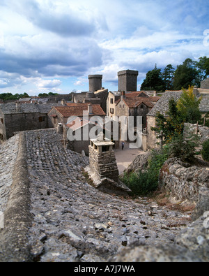 Photo of La Couvertoirade - a virtually intact medieval fortified town in the Aveyron Stock Photo