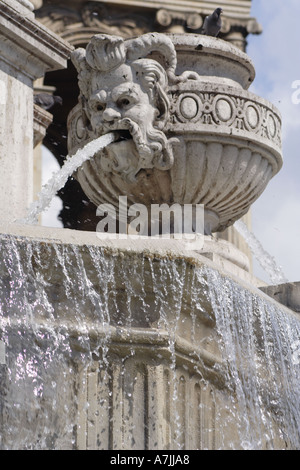 Architectural detail of Grand scale fountain in Place Saint Sulpice Paris France Stock Photo