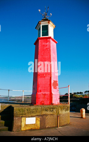 Watchet lighthouse guards the entrance to Watchet harbour in West Somerset Stock Photo