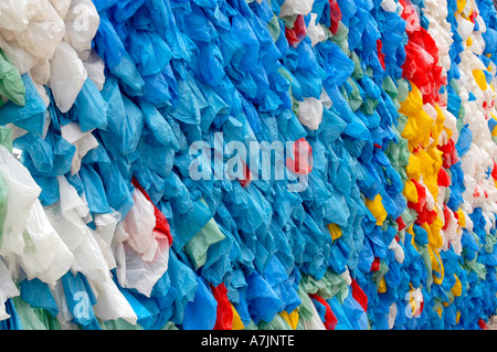 Multi coloured plastic bags Stock Photo