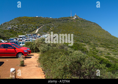 Car Park and Pathway to Cape Point Lighthouse Cape of Good Hope South Africa Stock Photo