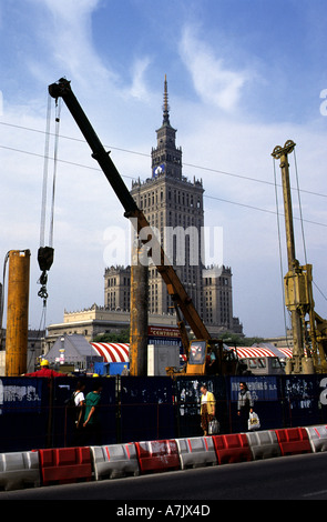 Construction of a new line on the underground railway system, Warsaw, Poland. Stock Photo