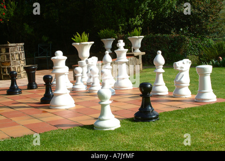 Giant chess set in a hotel adult play area Madeira Portugal Stock Photo -  Alamy